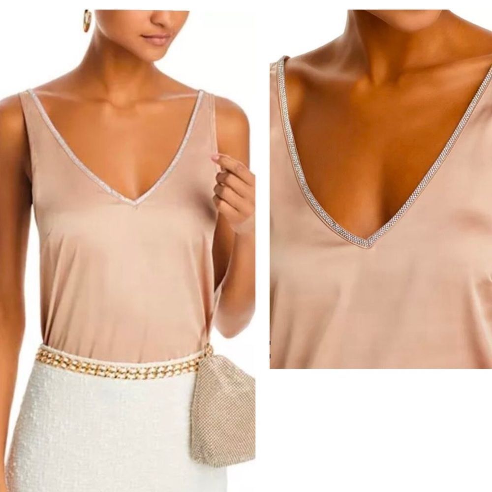NWT Generation Love Women's Christie Crystal Tank Large Latte Embellished